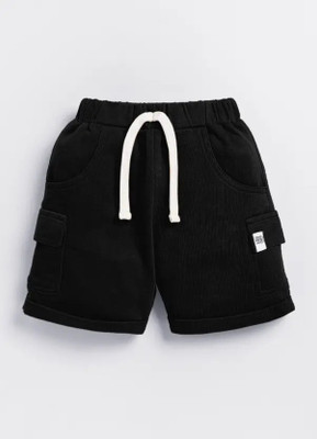 ZF SPORTS Short For Baby Boys Casual Solid Cotton Blend(Black, Pack of 1)