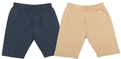 NEEORT TREND Short For Girls Casual Solid Pure Cotton(Grey, Beige, Pack of 2)