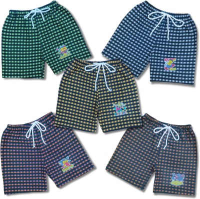 LAKSIMA Short For Boys & Girls Casual Checkered Cotton Blend(Multicolor, Pack of 5)