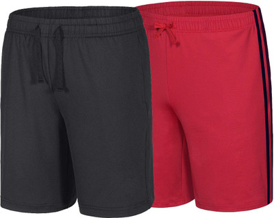 UNIQ Short For Boys Casual Solid Polyester(Red, Pack of 2)