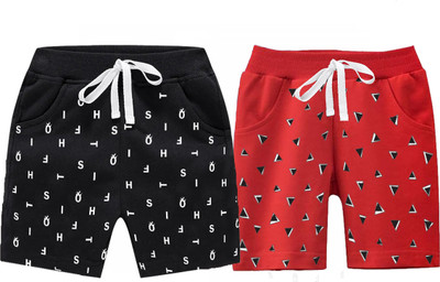Totily Short For Boys Casual Solid Cotton Blend(Multicolor, Pack of 2)