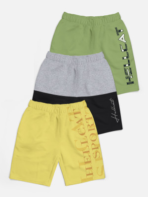 Hellcat Short For Boys Casual Printed Cotton Blend(Multicolor, Pack of 3)