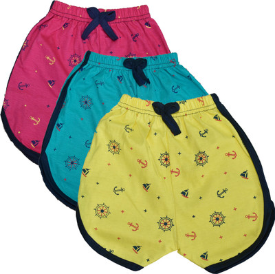 NTH Short For Baby Girls Casual Printed Pure Cotton(Multicolor, Pack of 3)