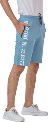 UB CLUB Short For Boys Casual Printed, Self Design Cotton Blend(Light Blue, Pack of 1)