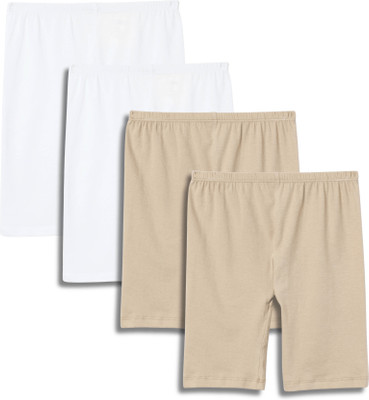 LIL BERRY Short For Girls Casual Solid Cotton Lycra(Brown, White, Pack of 4)
