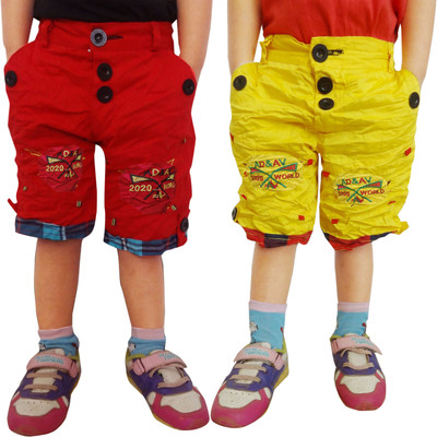 AD & AV Short For Boys Casual Solid Cotton Blend(Multicolor, Pack of 2)