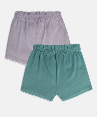 MINI KLUB Short For Baby Girls Casual Solid Pure Cotton(Multicolor, Pack of 2)