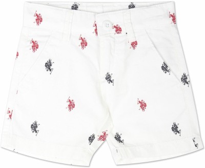 U.S. POLO ASSN. Short For Boys Casual Graphic Print Pure Cotton(White, Pack of 1)