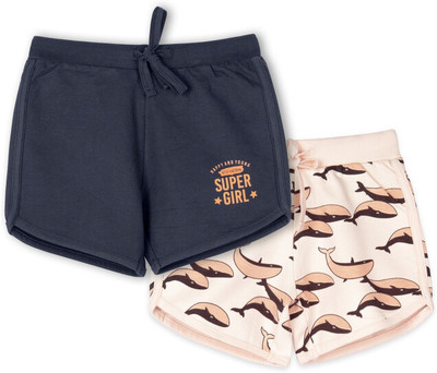 Ariel Short For Girls Casual Printed Pure Cotton(Multicolor, Pack of 2)