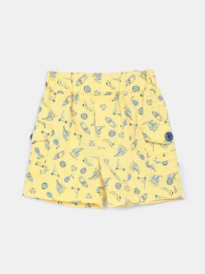 V-MART Short For Baby Boys & Baby Girls Casual Printed Cotton Blend(Yellow, Pack of 1)