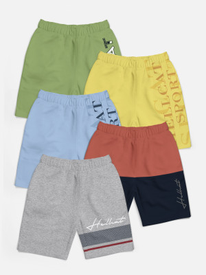 Hellcat Short For Boys Casual Printed Cotton Blend(Multicolor, Pack of 5)