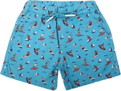 V-MART Short For Boys Casual Printed Cotton Blend(Blue, Pack of 1)