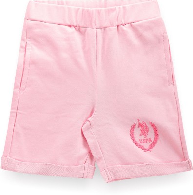 U.S. POLO ASSN. Short For Girls Casual Solid Cotton Blend(Pink, Pack of 1)