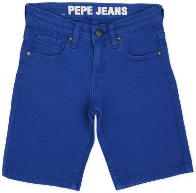 Pepe Jeans Short For Boys Casual Solid Cotton Blend(White, Pack of 1)
