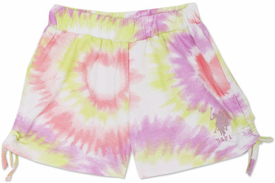 U.S. POLO ASSN. Short For Girls Casual Dyed/Washed Cotton Blend(Pink, Pack of 1)