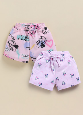 BISKID Short For Girls Casual Printed Pure Cotton(Pink, Pack of 2)