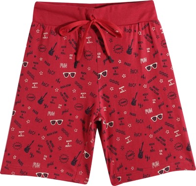 ETEENZ Short For Boys Casual Graphic Print Pure Cotton(Red, Pack of 1)