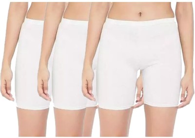 KTC Shine Short For Girls Casual Solid Cotton Blend(White, Pack of 3)