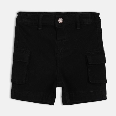 MINI KLUB Short For Baby Boys Casual Solid Pure Cotton(Black, Pack of 1)