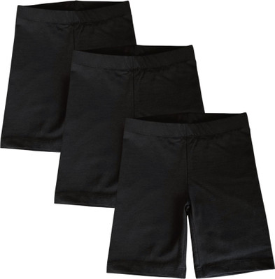 Joe & Joe Short For Girls Casual Solid Cotton Lycra(Black, Pack of 3)