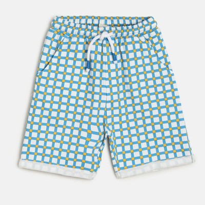 MINI KLUB Short For Boys Casual Checkered Cotton Blend(Blue, Pack of 1)