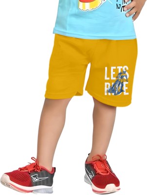 naruvees Short For Boys & Girls Casual Printed Pure Cotton(Yellow, Pack of 1)