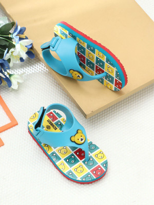 OUNIK STYLE Boys & Girls Velcro Slipper Flip Flop(Dark Green , 3-3.5 Years)