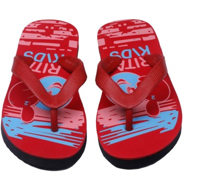 Rita Boys & Girls Slip On Slipper Flip Flop(Red , 8-9 Years)