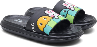 asian Girls Slip On Slipper Flip Flop(Black , 3.5-4 Years)