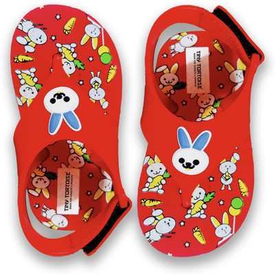 Tiny Tortoise Looney Toons Boys Velcro & Strap Slipper Flip Flop(Red , 3.5 - 4 Years)