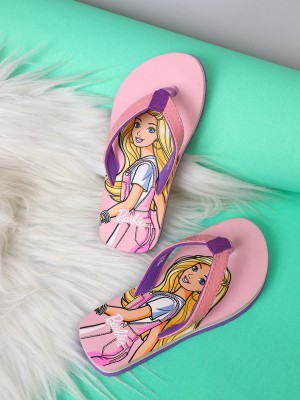 kidsville Barbie Girls Slip On Slipper Flip Flop(Pink , 9-10 Years)