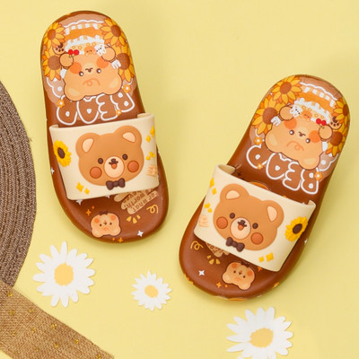 Yellow Bee Boys Slip On Slipper Flip Flop(Brown ,)
