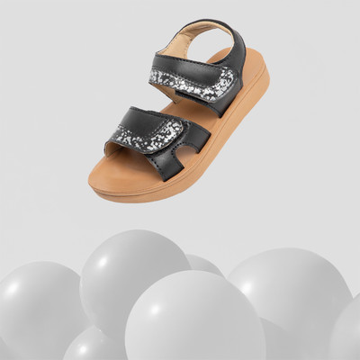 Popcorn Girls Velcro Mule(Slip ons)(Black , 7 - 8 Years)