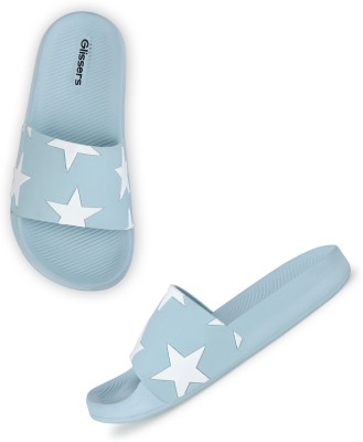 Glissers Girls Slip On Slipper Flip Flop(Light Blue , 8Y-9Y)