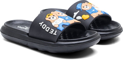 asian Boys & Girls Slip On Slipper Flip Flop(Black , 4-4.5 Years)