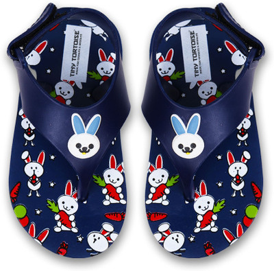 Tiny Tortoise Looney Toons Girls Velcro & Strap Slipper Flip Flop(Dark Blue , 11 - 12 Years)