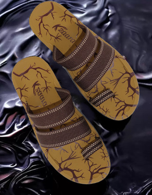 Kzaara Men Flip Flops(Tan , 5)
