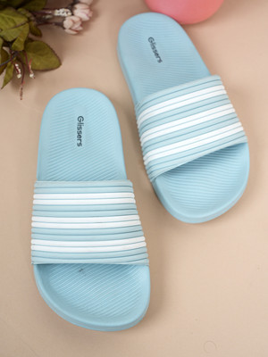 Glissers Girls Slip On Slipper Flip Flop(Blue , 9Y-10Y)