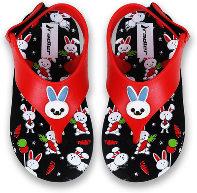 MYHUSH Looney Toons Boys & Girls Velcro & Strap Slipper Flip Flop(Black , 2-2.5 Years)