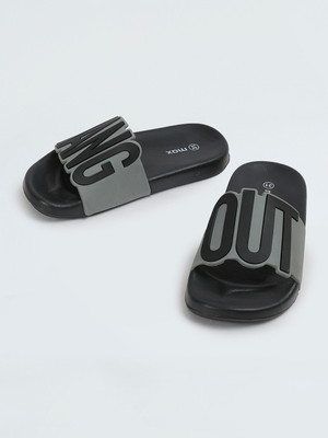 MAX Boys Slip On Slipper Flip Flop(Black ,)