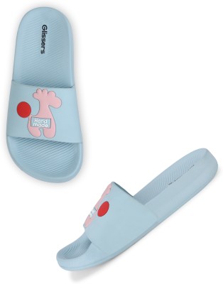 Glissers Girls Slip On Slipper Flip Flop(Light Blue , 8Y-9Y)