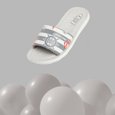 Popcorn Boys Slip On Slipper Flip Flop(Grey , 16 Years & Above)