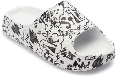 DUMPPY Boys Slip On Slipper Flip Flop(White , 10-12 year)