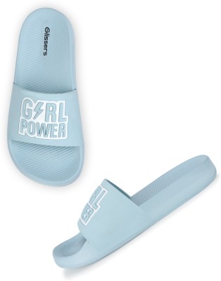 Glissers Girls Slip On Slipper Flip Flop(Light Blue , 7Y-8Y)