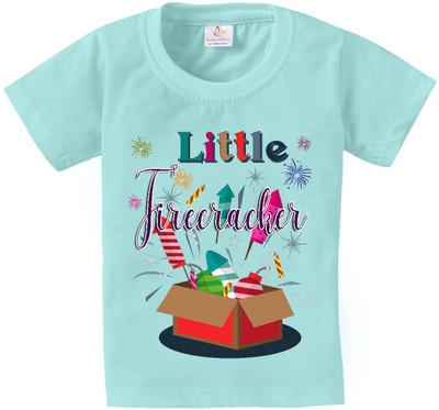 Babywish Boys Typography, Printed Pure Cotton Regular T Shirt(Light Green, Pack of 1)