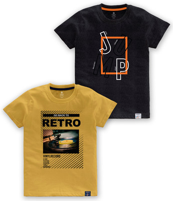 Codez Boys Printed Cotton Blend Regular T Shirt(Multicolor, Pack of 2)