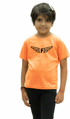 CHOMMBOOKA TREND Boys Typography, Printed Pure Cotton Regular T Shirt(Orange, Pack of 1)