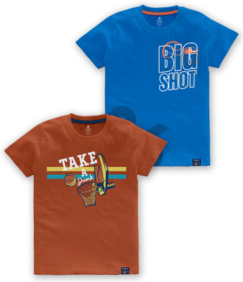 Codez Boys Printed Cotton Blend Regular T Shirt(Blue, Pack of 1)