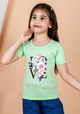 JY TRADERS Baby Girls Printed Pure Cotton Regular T Shirt(Red, Pack of 1)