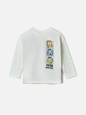 JUNIORS by Babyshop Boys Printed Pure Cotton Regular T Shirt(White, Pack of 1)